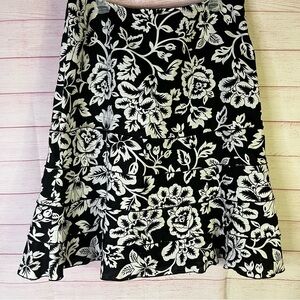 Transitions Black 100% Linen Ruffle Skirt Size 12‎
